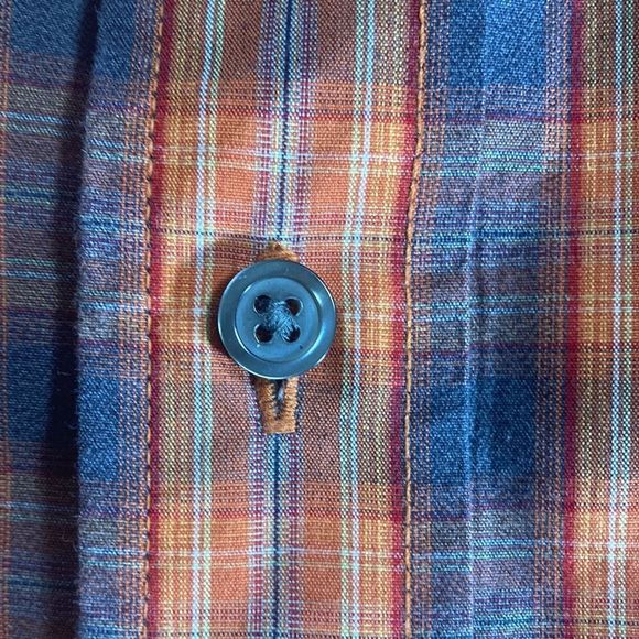 Mens Large Tall Eddie Bauer Mens Orange Plaid Long Sleeves Button Up - Picture 4 of 9